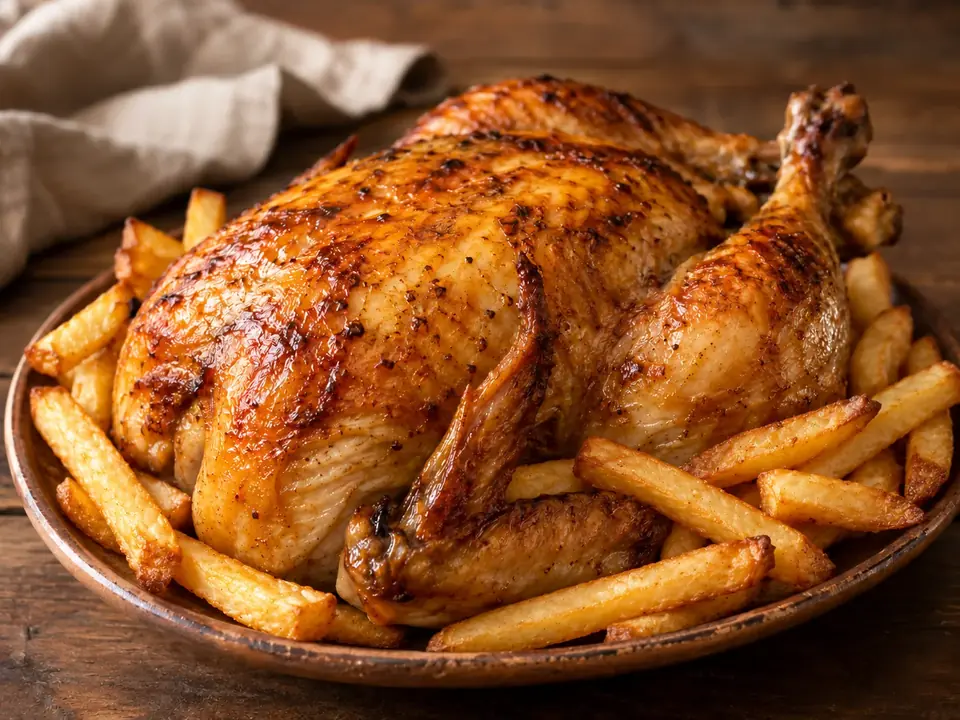 Pollo con Patatas o Pimientos